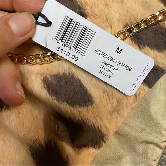 WeWoreWhat Belted Emily Bikini Bottom Leopard Tan Size M NEW - Picture 8 of 9